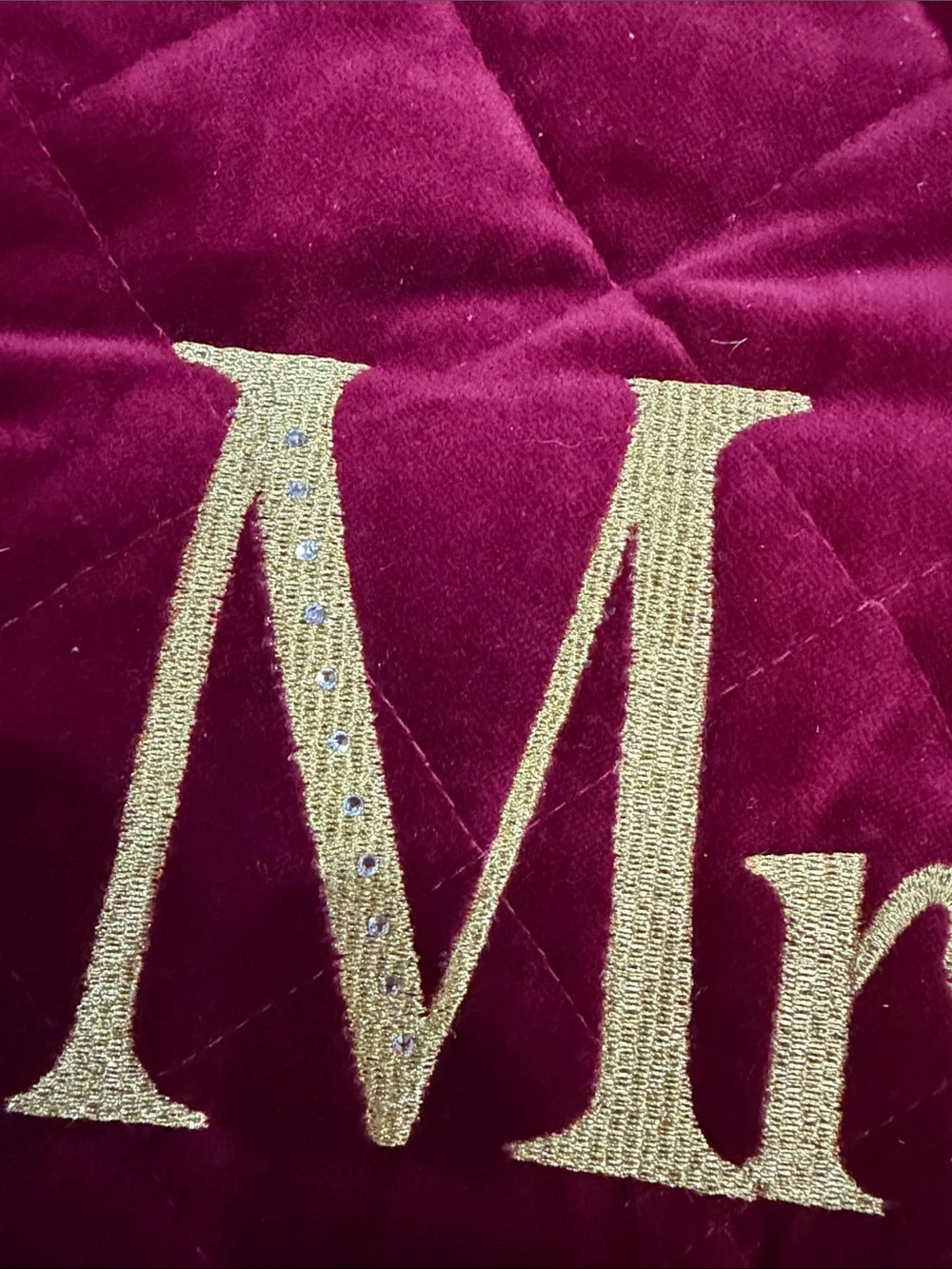 Mr & Mrs Velvet Christmas Stockings - Red with Cream Cuff